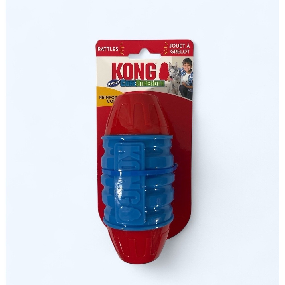 KONG CoreStrength Rattlez Durable Football MEDIUM/LARGE Fetch & Chew Dog Toy
